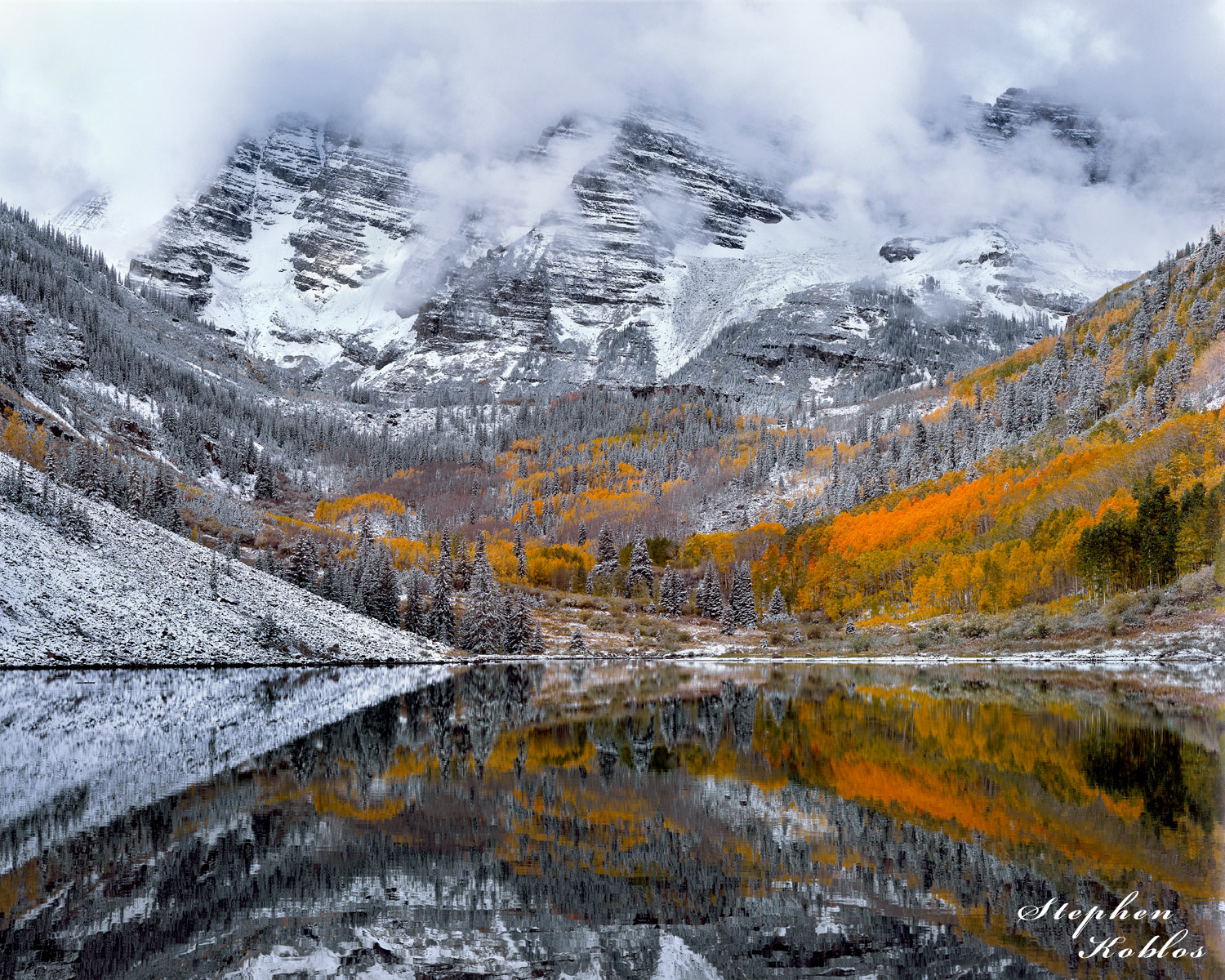 Maroon Bells / First snow of the season 2004  Limited Edition of 250